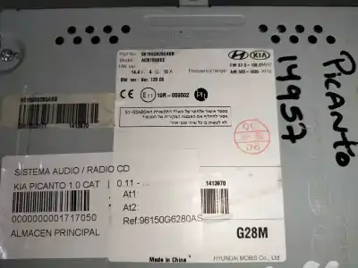 Автозапчастина б/у аудіо система / радіо cd для kia picanto 1.0 cat посилання на oem iam 96150g6280asb  