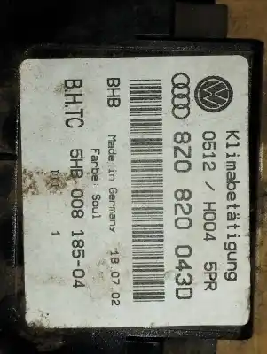 Second-hand car spare part climate control for audi a2 (8z) 1.4 oem iam references 8z0820043d  5hb00818504