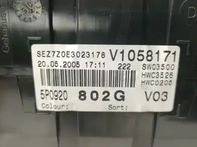 Second-hand car spare part dashboard for seat altea (5p1) reference oem iam references 5p0920802g  