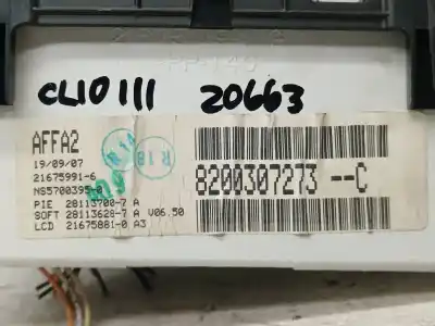 Second-hand car spare part multifunction display for renault clio iii dynamique oem iam references 8200307273c  