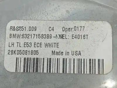 Second-hand car spare part left tailgate light for bmw x5 (e53) 3.0d oem iam references 63217158389  