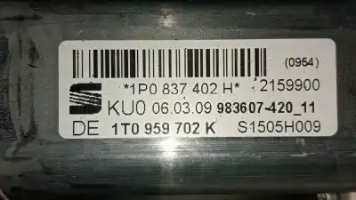 Автозапчасти б/у регулятор стекла переднего правого за seat leon (1p1) reference ссылки oem iam 1p0837402h 986351 1k0959792n