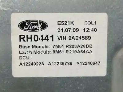 Peça sobressalente para automóvel em segunda mão elevador de vidros dianteiro direito por ford kuga (cbv) titanium referências oem iam 7m51r203a28db  