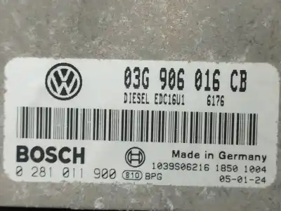 İkinci el araba yedek parçası ecu motor kontrol cihazi için volkswagen golf v berlina (1k1) 1.9 tdi oem iam referansları 03g906016cb 0281011900 