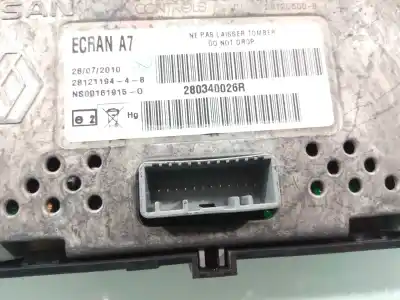 Second-hand car spare part multifunction display for renault laguna iii 2.0 16v e85 cat (etanol) oem iam references 280340026r  