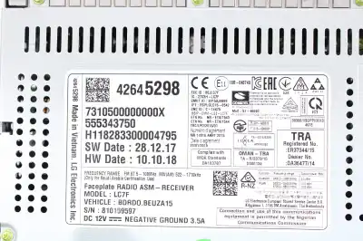 Second-hand car spare part audio system / radio cd for opel corsa e selective oem iam references 42645298  555343750