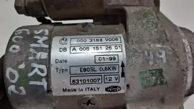Pezzo di ricambio per auto di seconda mano motorino di avviamento per smart coupe pulse riferimenti oem iam a0051512601  0003188v006