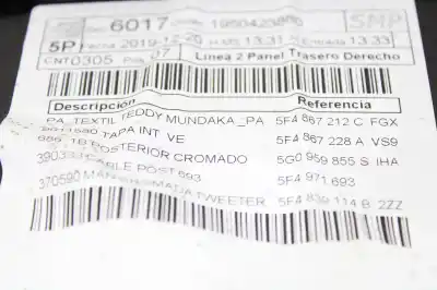 Автозапчасти б/у обивка задней правой двери за seat leon (5f1) xcellence edition ссылки oem iam 5f4868074  5f4867212c