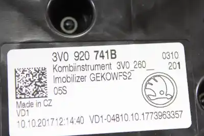 Автозапчастина б/у панель інструментів для skoda superb (3v3) ambition посилання на oem iam 3v0920741b  