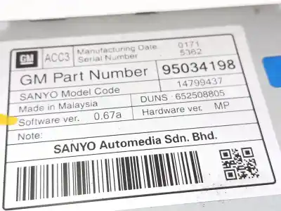 Second-hand car spare part multifunction display for chevrolet orlando lt+ oem iam references 95034198  