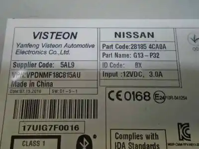 Recambio de automóvil de segunda mano de sistema audio / radio cd para nissan qashqai (j11) n-connecta referencias oem iam 281854ca0a  18c815au