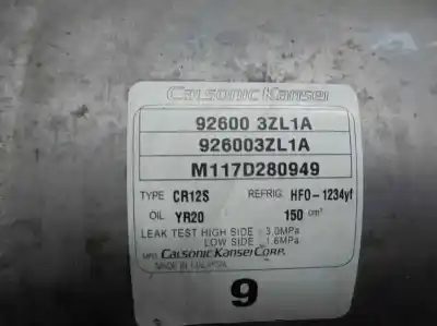 Pezzo di ricambio per auto di seconda mano compressore aria condizionata per nissan juke (f15e) hra2ddt riferimenti oem iam 926003zl1a  