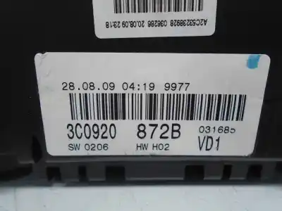 Second-hand car spare part speedometer for volkswagen passat b6 variant (3c5) 2.0 tdi 16v oem iam references 3c0920872b  