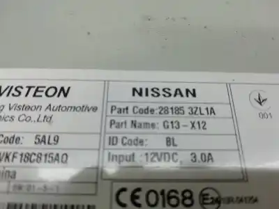 Second-hand car spare part audio system / radio cd for nissan pulsar fastback (c13) 1.5 dci oem iam references 281853zl1a  