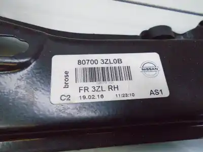 Автозапчастина б/у регулятор переднього правого скла для nissan pulsar fastback (c13) 1.5 dci посилання на oem iam 807003zl0b  