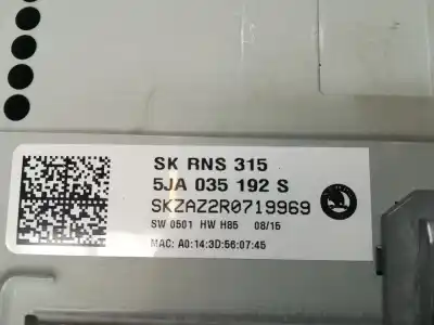 Piesă de schimb auto la mâna a doua sistem audio / cd radio casetofon pentru skoda rapid spaceback (nh) cayb referințe oem iam 5ja035192p  