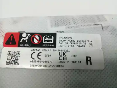 Second-hand car spare part front right air bag for nissan qashqai ii (j11e) 1.6 acenta oem iam references 985h06ua0b 34328680d 