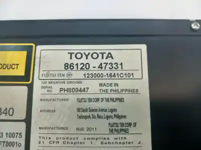 Pezzo di ricambio per auto di seconda mano impianto audio / radio cd per toyota prius (_w3_) 1.8 plug-in hybrid (zvw30) riferimenti oem iam 8612047331  