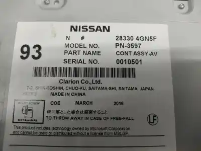 Pezzo di ricambio per auto di seconda mano impianto audio / radio cd per infiniti q30 10100hg00e riferimenti oem iam 283304gn5f  
