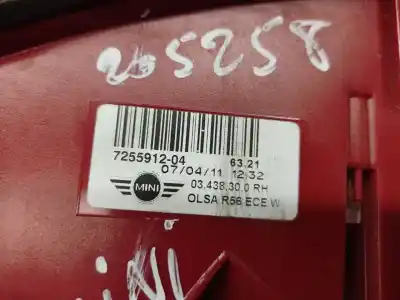 Piesă de schimb auto la mâna a doua lampã spate dreapta pentru mini mini (r56) n47c20a referințe oem iam 63217255912  
