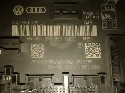 Peça sobressalente para automóvel em segunda mão módulo electrónico do fecho central por audi a1 (8x) 1.2 16v tfsi referências oem iam 8x0959792d caja 4 