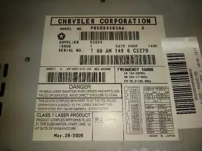 Pezzo di ricambio per auto di seconda mano impianto audio / radio cd per chrysler 300c (le/lx) (2004->) 3.0 crd [3.0 ltr. - 160 kw crd cat] riferimenti oem iam p05064363aa  