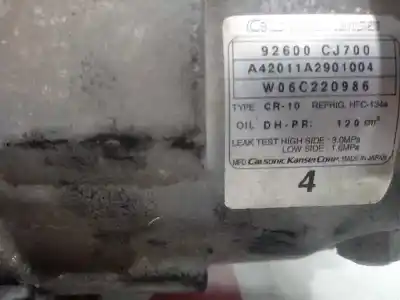Second-hand car spare part air conditioning compressor for nissan note (e11e) acenta oem iam references 92600cj700  