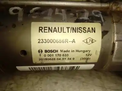Second-hand car spare part starter motor for nissan qashqai (j11e) acenta 110 cv / 81 kw oem iam references 233000686 r  