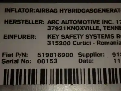 Peça sobressalente para automóvel em segunda mão airbag dianteiro direito por fiat 500 l (330) 1.3 16v jtd cat referências oem iam 519816900