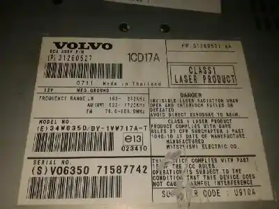 Автозапчасти б/у аудиосистема / радио cd за volvo c70 cabriolet 2.0 d ссылки oem iam 31260527 caja 4 