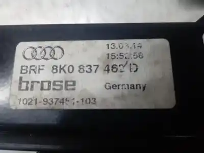 Second-hand car spare part passenger side right window regulator for audi a4 avant (8k5) (2008) básico quattro oem iam references 8k0837462d