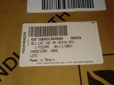 Second-hand car spare part right bumper grille for seat arona 1.0 tsi oem iam references 6f9853666  