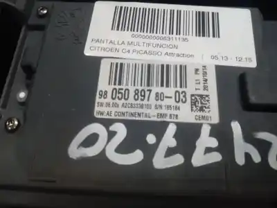 Second-hand car spare part multifunction display for citroen c4 picasso attraction oem iam references 9805089780  