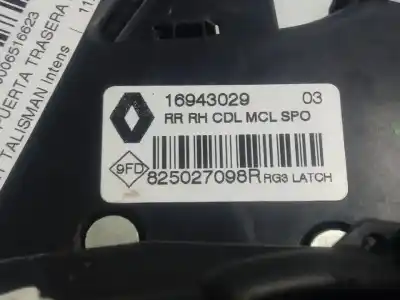 Автозапчасти б/у замок задней правой двери за renault talisman intens ссылки oem iam 825027098r  