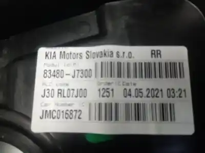 Second-hand car spare part rear right window regulator for kia xceed edrive phev oem iam references 83480j7300  