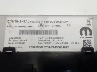 Gebrauchtes Autoersatzteil multifunktionsdisplay zum fiat 500 (312) 1.0 hibrid oem-iam-referenzen 07357695070  