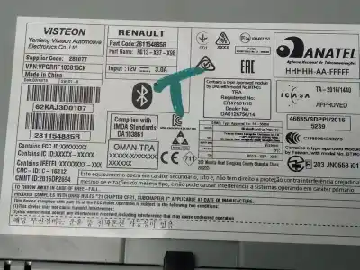 Second-hand car spare part audio system / radio cd for renault captur i limited 90 cv / 66 kw oem iam references 281154885r  