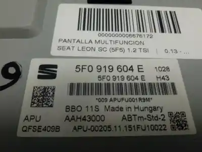Second-hand car spare part multifunction display for seat leon sc (5f5) 1.2 tsi oem iam references 5f0919604e  