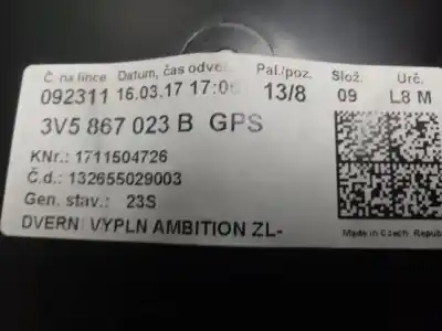 Автозапчасти б/у обивка задней левой двери за skoda superb (3v3) active ссылки oem iam 3v5867023b  