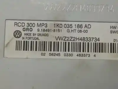 Second-hand car spare part audio system / radio cd for volkswagen jetta (1k2) advance oem iam references 1k0035186ad  