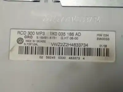 Second-hand car spare part audio system / radio cd for volkswagen jetta (1k2) advance oem iam references 1k0035186ad  