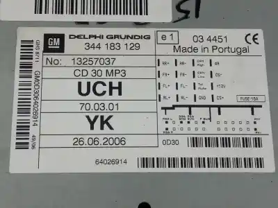 Автозапчастина б/у аудіо система / радіо cd для opel corsa d (s07) 1.4 (l08 l68) посилання на oem iam 13257037  