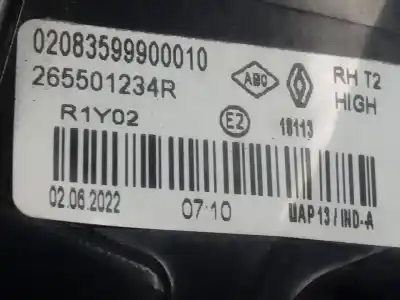 Second-hand car spare part interior rear right light for renault captur ii experience oem iam references 265501234r  