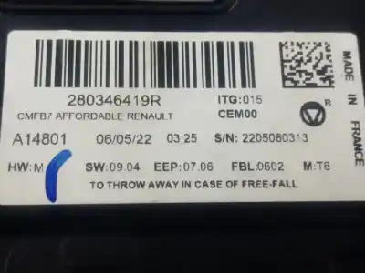 Second-hand car spare part multifunction display for renault captur ii experience oem iam references 280346419r  