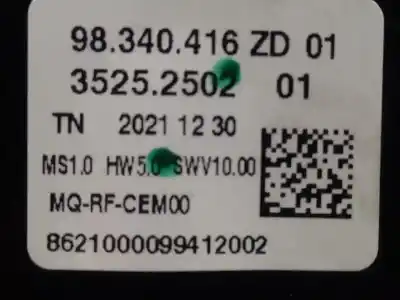 Second-hand car spare part heating / air conditioning control panel for opel combo cargo (e) 1.5 cdti dpf oem iam references 98340416zd  