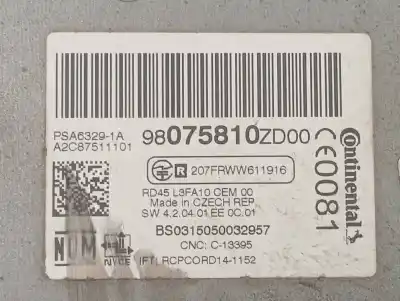 Автозапчасти б/у аудиосистема / радио cd за citroen c-elysée exclusive ссылки oem iam 98075810zd  