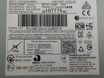 Peça sobressalente para automóvel em segunda mão sistema de áudio / rádio cd por opel combo cargo (e) 1.5 cdti dpf referências oem iam 9818777680   Peça sobressalente para automóvel em segunda mão sistema de áudio / rádio cd por opel combo cargo (e) 1.5 cdti dpf referências oem iam 9818777680