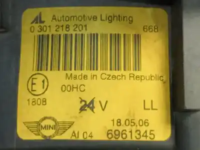 Second-hand car spare part left headlight for mini mini (r50,r53) cooper oem iam references 0301218201  