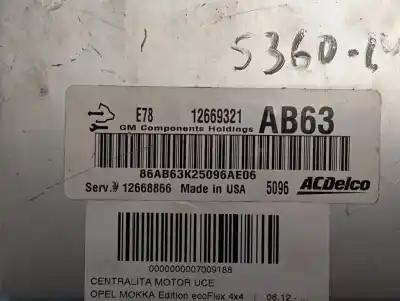 Peça sobressalente para automóvel em segunda mão centralina de motor uce por opel mokka / mokka x (j13) 1.4 4x4 (_76) referências oem iam 12669321  