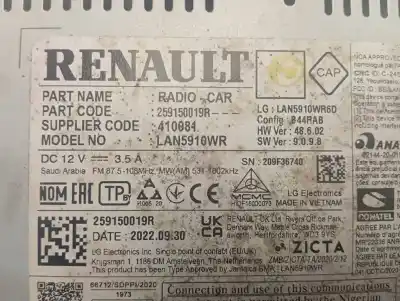 Second-hand car spare part multifunction display for dacia duster ii expression oem iam references 259150019r  